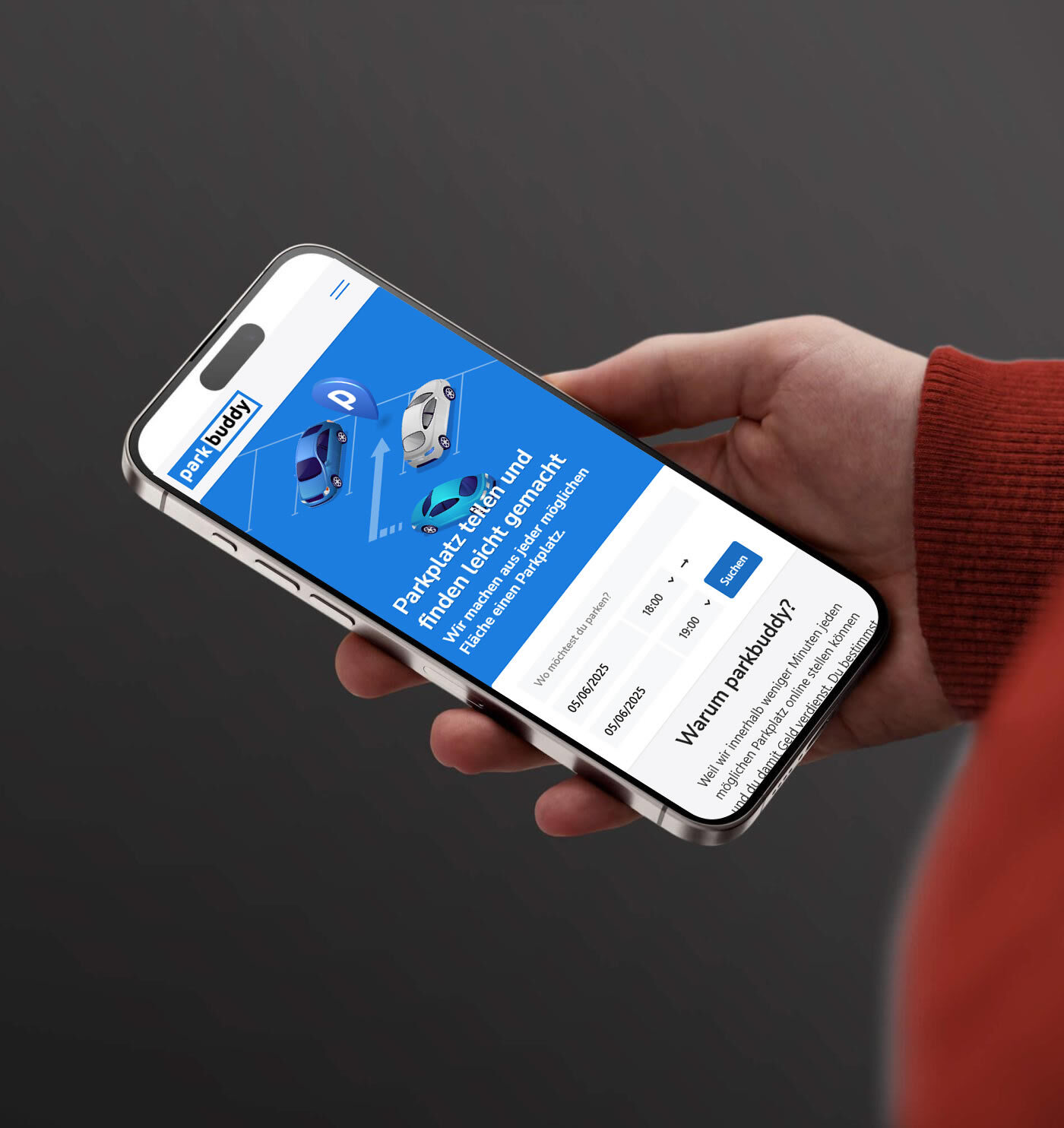 Mobile Screen für parkbuddy.net Website und Webdesign