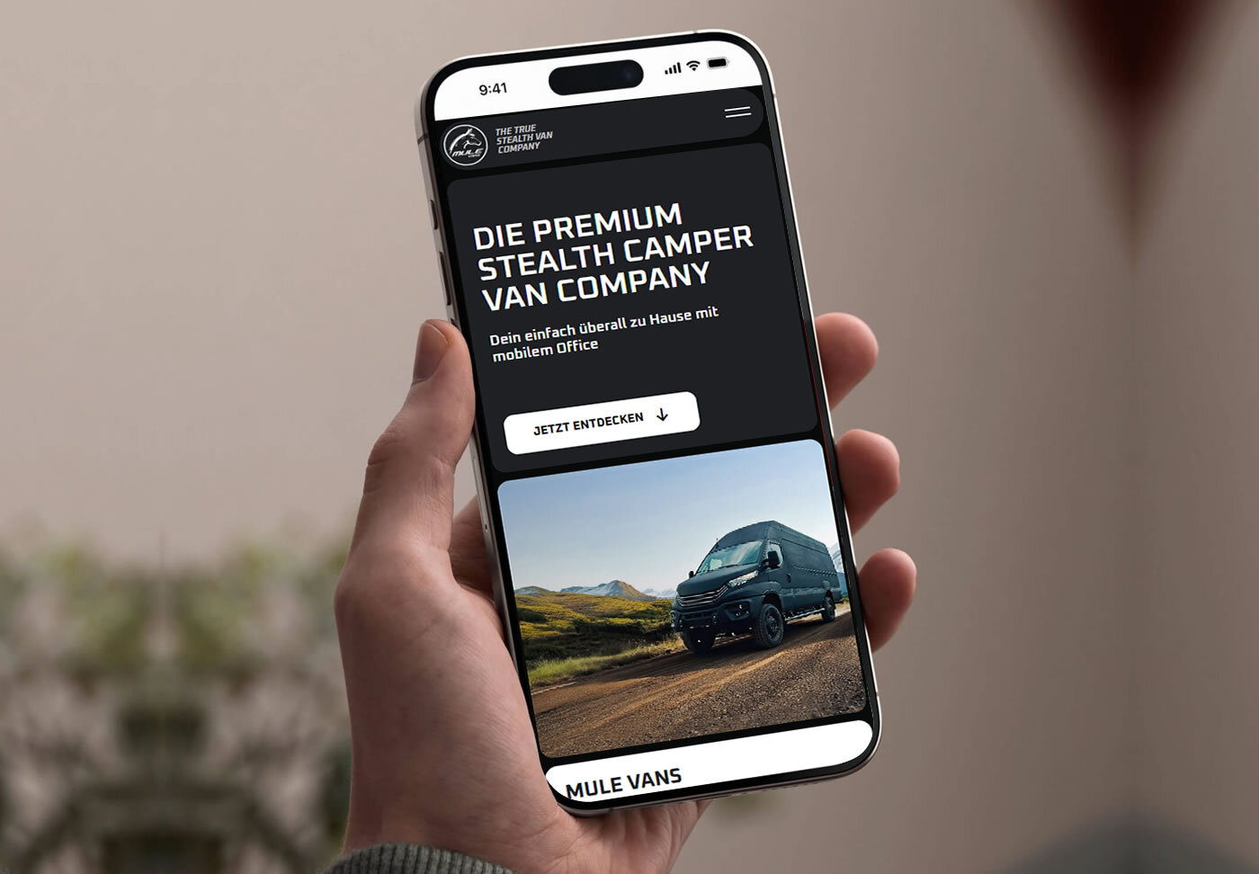 Mobile Screen für Mule Vans Website