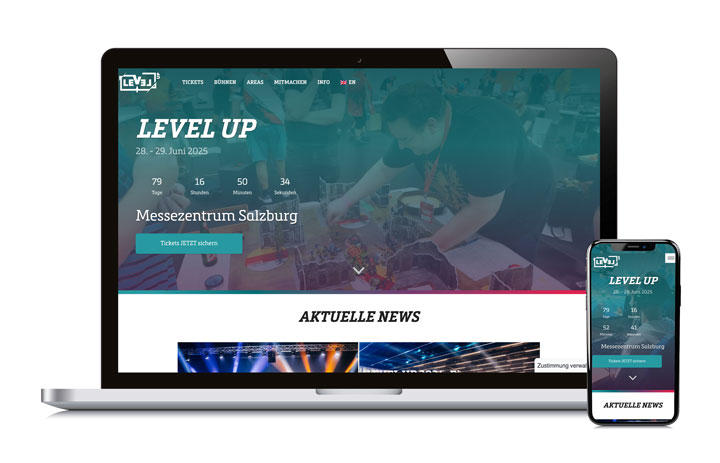 Webdesign-Projekt aus Salzburg: LevelUp – Messezentrum Salzburg