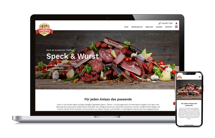 Webdesign-Projekt aus Salzburg: Simic Speck Online Shop