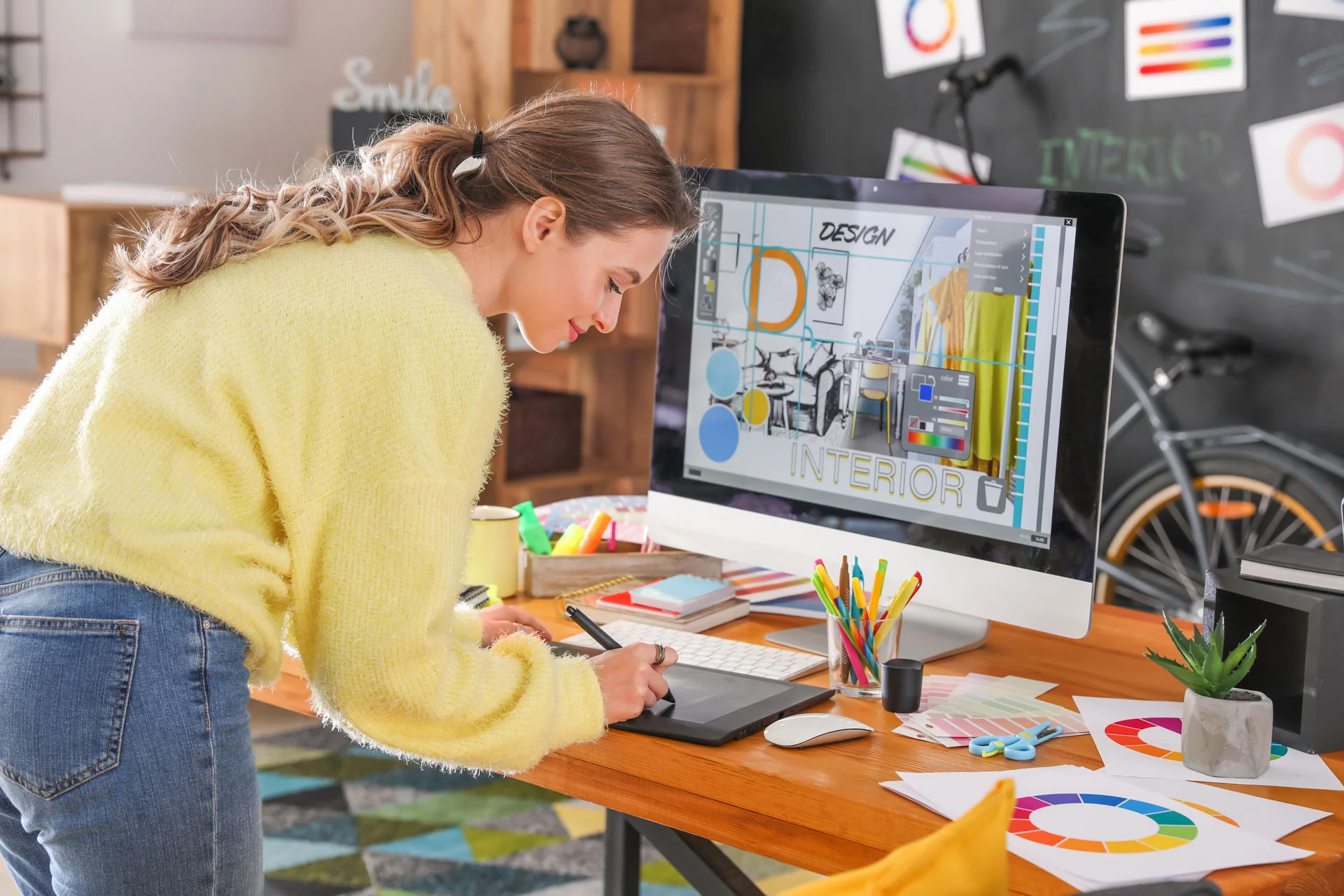 Grafikdesignerin bei der Arbeit