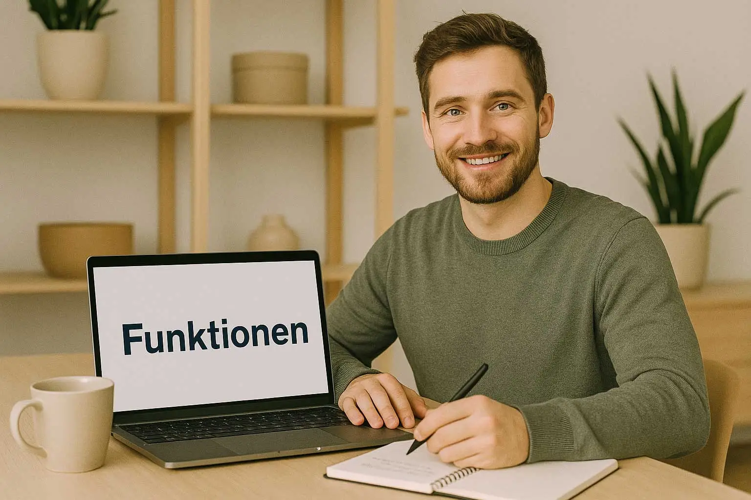 Laptop mit Funktionen-Text im Screen