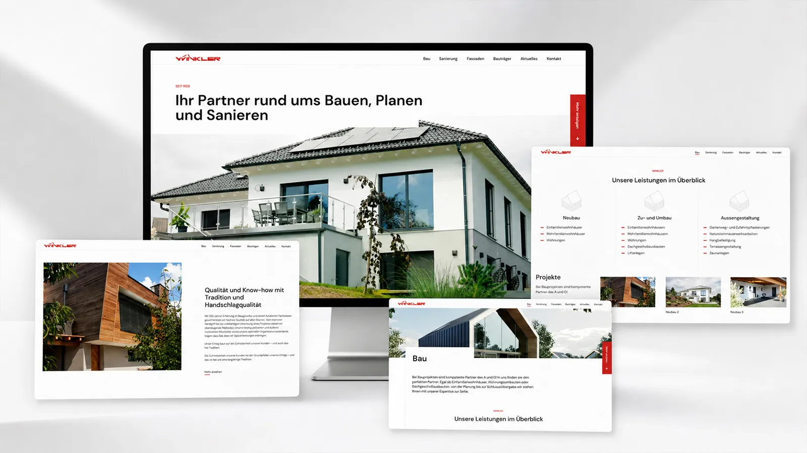 Winkler Bau Website auf Desktop Screens Showcase