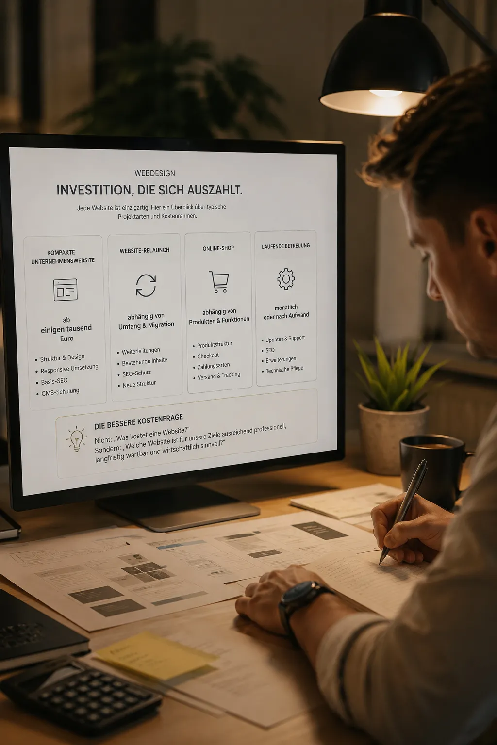 Kostenplanung für Webdesign in Salzburg mit Projektarten, Budgetrahmen und langfristiger Website-Betreuung