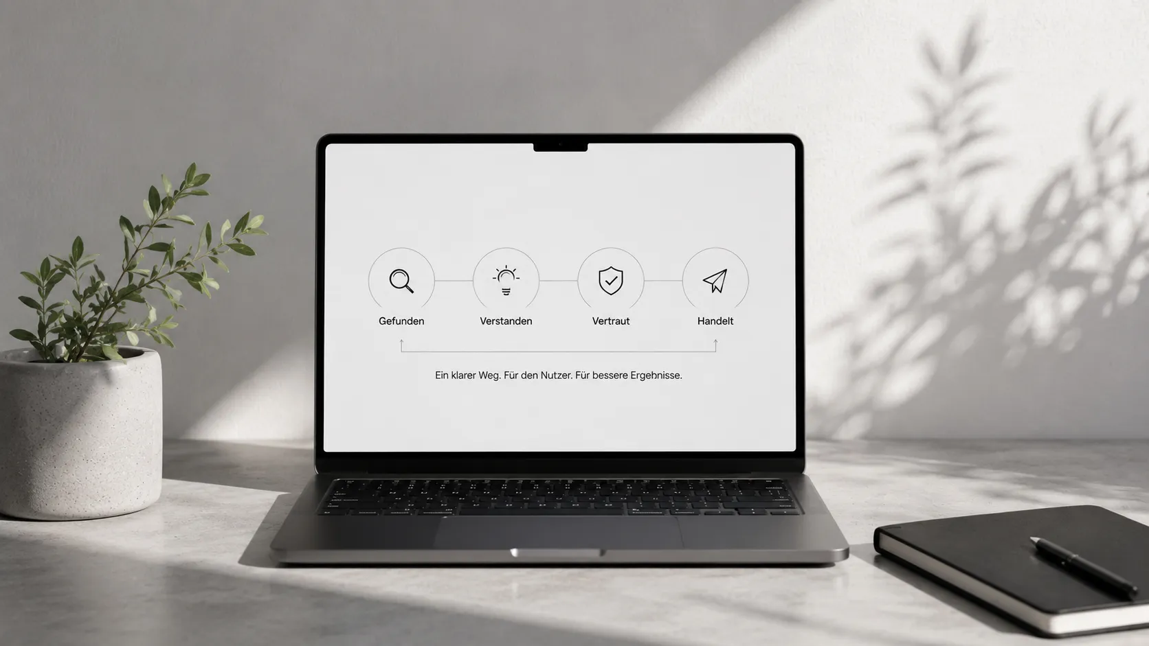 Minimalist Arbeitsplatz mit klarer Struktur
