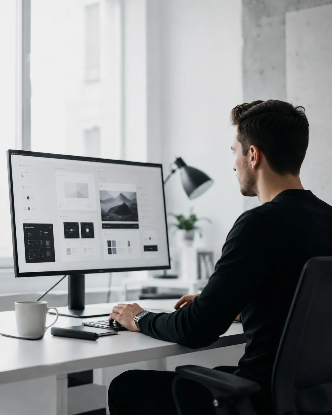 Mitarbeiter in Graz blickt auf Laptop mit Webdesign Preisen