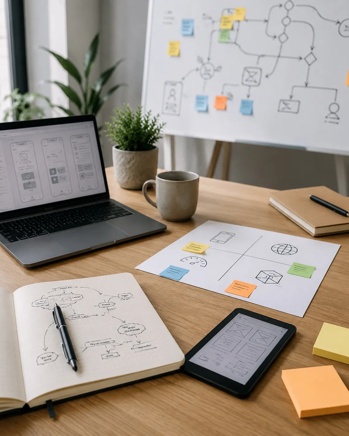 UX-Planung für eine App mit Wireframes, Prozessskizzen und Prototypen als Grundlage vor der Entwicklung