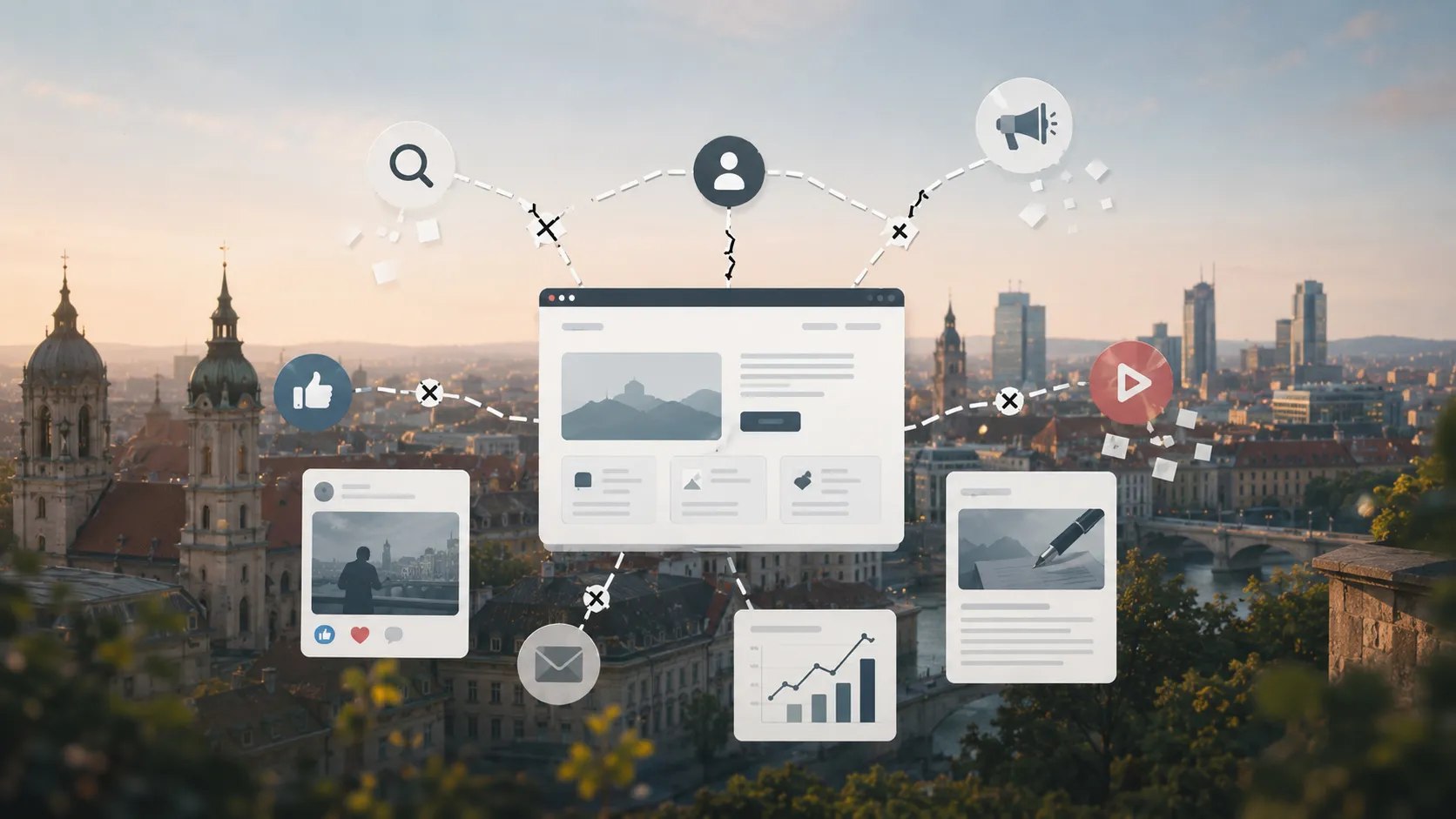 Viele Website-Besucher werden durch einen Marketing-Funnel zu qualifizierten Anfragen geführt