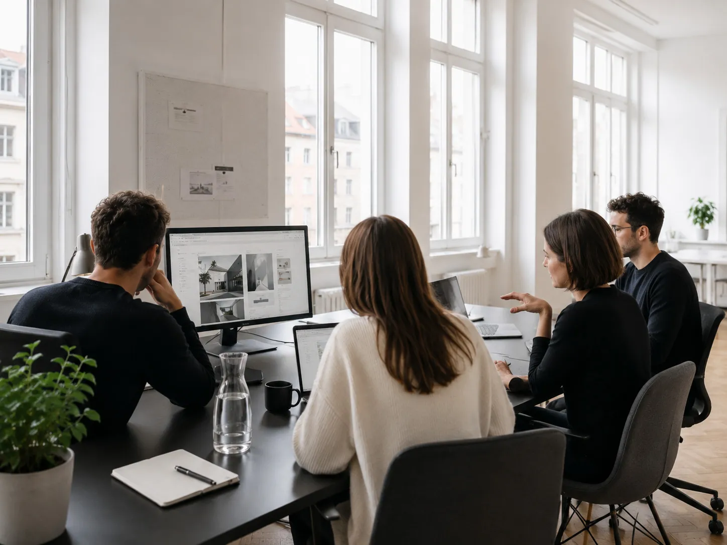Webdesign-Agentur bitSTUDIOS in Wien bei der Zusammenarbeit an einem Website-Projekt im Büro